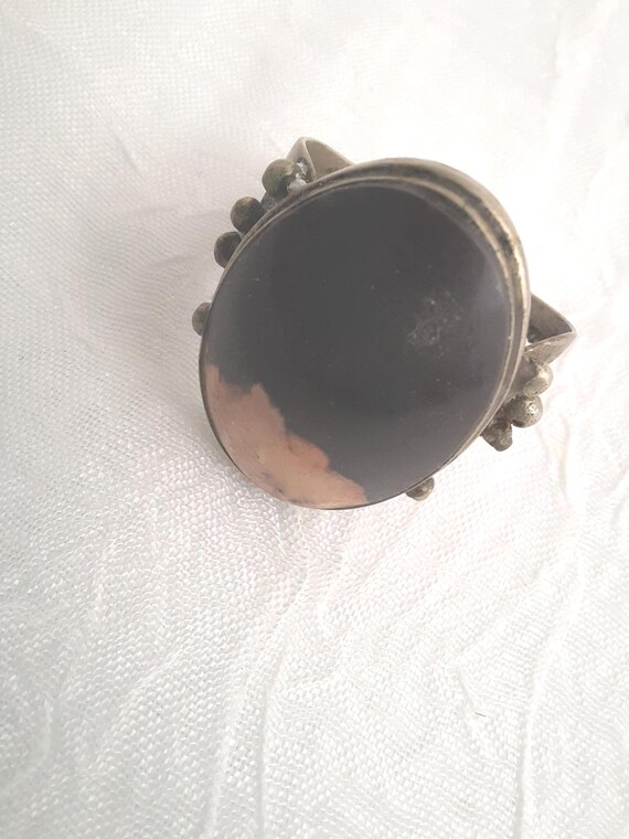 Vintage Boho Statement Adjustable Ring with Large… - image 6