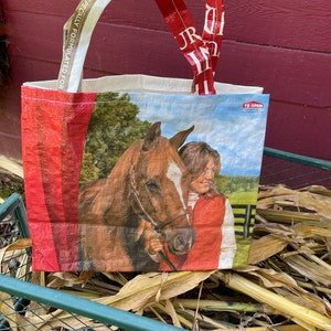 Upcycled Feed Bag, Upcycled Gifts, Upcycled tote, Farm Gifts, Tote Bag, Re-usable Grocery Store Bag, Christmas Gift, Birthday Gift, Recycled