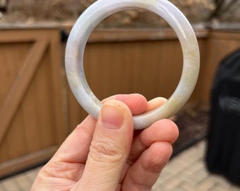 BW036-L 54mm Certified Untreated Grade A Jade Bracelet｜Burmese Jadeite Bangle 缅甸翡翠A货手镯｜Round Lavender and Yellow 紫带黄翡正圈