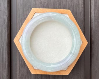BW024-RP 56mm Certified Untreated Grade A Jade Bracelet｜Burmese Jadeite Bangle 缅甸翡翠A货手镯｜Round Icy Light Green 冰晴绿