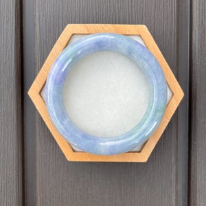25041-RP Certified Untreated Grade A Jade Bracelet - Round 55mm (缅甸翡翠A货手镯Burmese Jadeite Bangle,  Lavender/Blue/Green 莫奈睡莲)