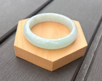 JCH073-L 53.2mm Certified Untreated Grade A Jade Bracet｜Burmese Jadeite Bangle 缅甸翡翠A货手镯｜Round Light Green 淡绿正圈