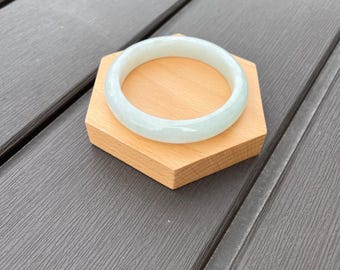 JCH070-L 58mm Certified Untreated Grade A Jade Bracet｜Burmese Jadeite Bangle 缅甸翡翠A货手镯｜Round Icy Light Green 冰晴绿正圈