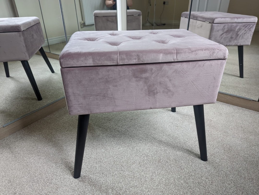 Pink Dressing Table Seat With Storage Dressing Table Bench Etsy