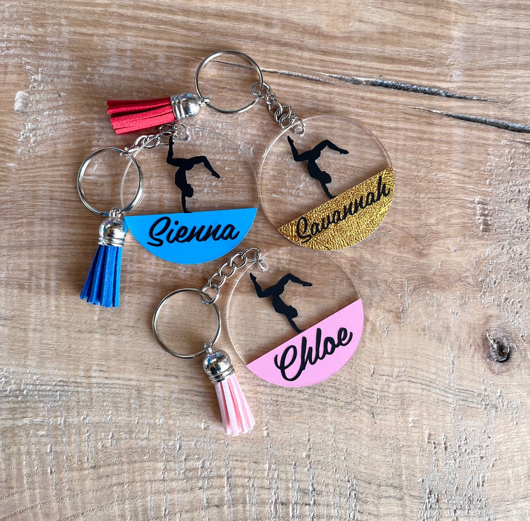 Personalised Gymnastics Keyring / Gymnastics Keychain. Gymnastics Gift