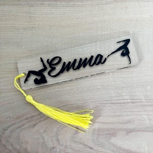 Personalised Gymnastics Bookmark, gymnastics design. Acrylic bookmark gift for gymnasts.