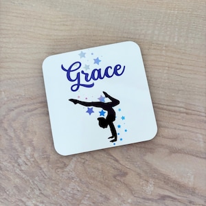Personalised gymnastics coaster gift, gifts for girls who love gymnastics.