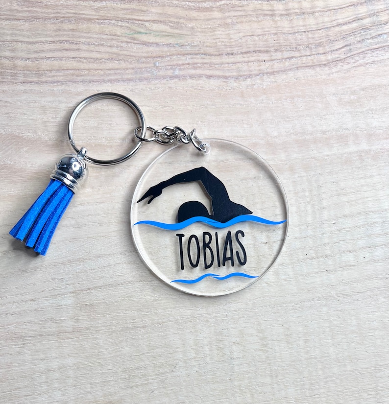 Personalised Swimming Themed Keyring / Personalised Swimming Etsy UK