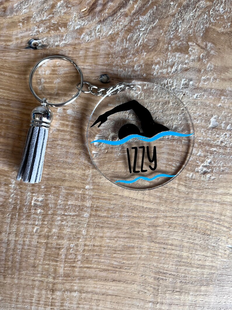 Personalised Swimming Themed Keyring / Personalised Swimming Etsy UK