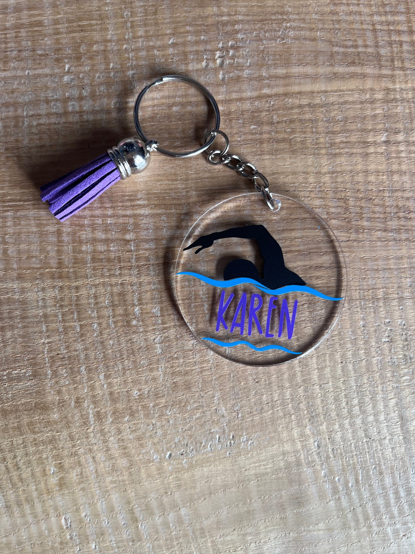Personalised Swimming Themed Keyring / Personalised Swimming Etsy UK