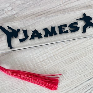 Personalised taekwondo / karate / martial arts bookmark. Bookmark gift idea for boys or girls who love taekwondo / karate.