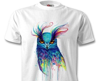Camicia gufo, regalo amante gufo, T-shirt gufo, camicia owl lover, camicia animal lover, camicia bird watching, opera d'arte gufo, acquerello gufo