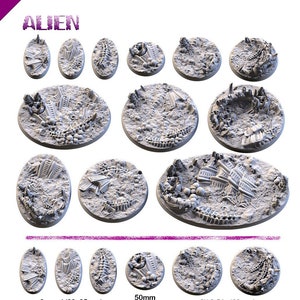 Designed Textured Alien Bases Round Oval for Tabletop Tyranid Xenos Planet