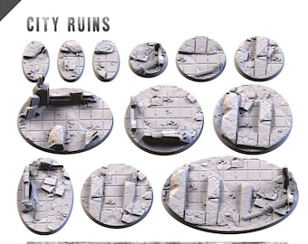 City Ruins Designed Textured Bases Round Oval for Tabletop Wargaming