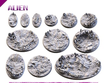 Designed Textured Alien Bases Round Oval for Tabletop Tyranid Xenos Planet