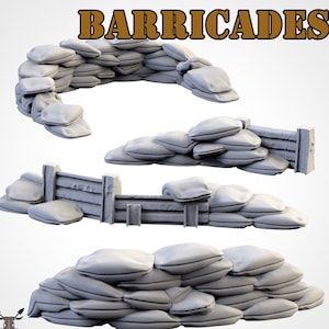 Tabletop Terrain Sandbag Roads Barricades Battlefield - Selection unpainted
