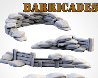 Tabletop Terrain Sandbag Roads Barricades Battlefield - Selection unpainted