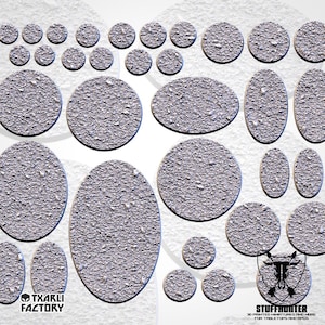 Basic Heavy Designed Textured Bases Round Oval for Tabletop Wargaming