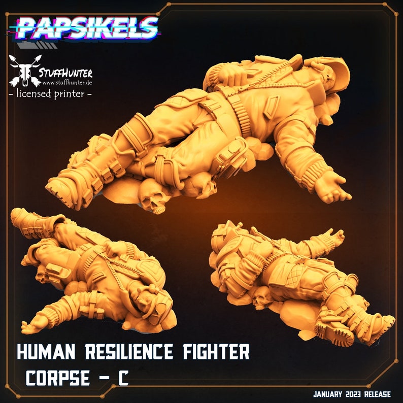 Human Resilience Fighter Corpse C Papsikels Terminator Tabletop Wargaming Sci-Fi 32 mm Grimdark image 1