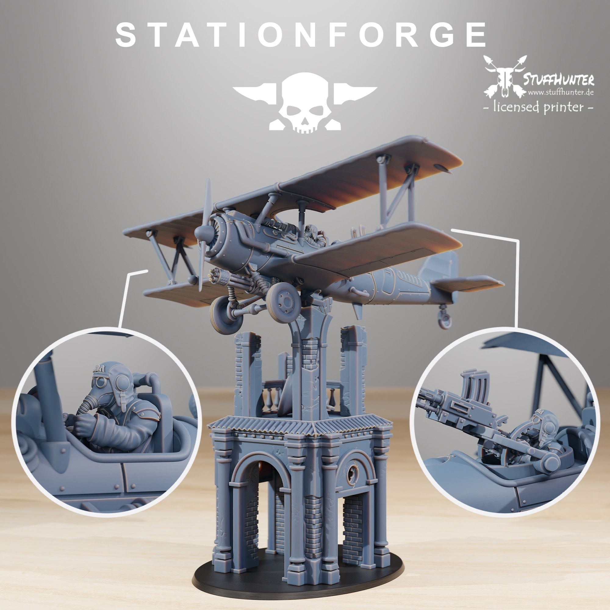Grim Guard Aircraft SF-14A Biplane - Station Forge - Astra Militarum Grimdark Tabletop Corps