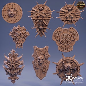 Fantasy Shields - Shield Bits - 28-32 mm Tabletop Undead Orcs Dwarves Empire