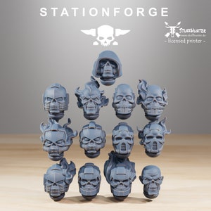Socratis Legion Doom Reapers Heads (13) Bits - Station Forge - Scifi Marines Wargaming Chaos