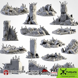 Tabletop Terrain - City Debris Part 2 - Grimdark Scifi City Debris Ruins