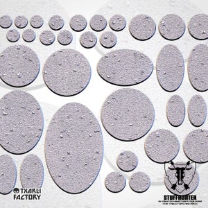 Basic Medium Designed Textured Bases Round Oval for Tabletop Wargaming