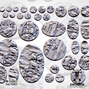 Stony Bases Designed Textured Bases Round Oval for Tabletop Wargaming