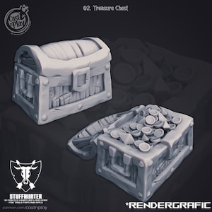 Treasure Chest - CastnPlay - DnD Miniature Tabletop Treasure Chest Chest Crate