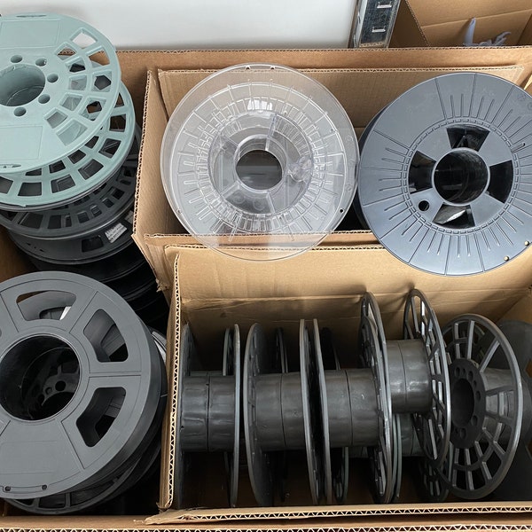 1x empty spool of plastic filament, cable drum from various manufacturers for 1 kg