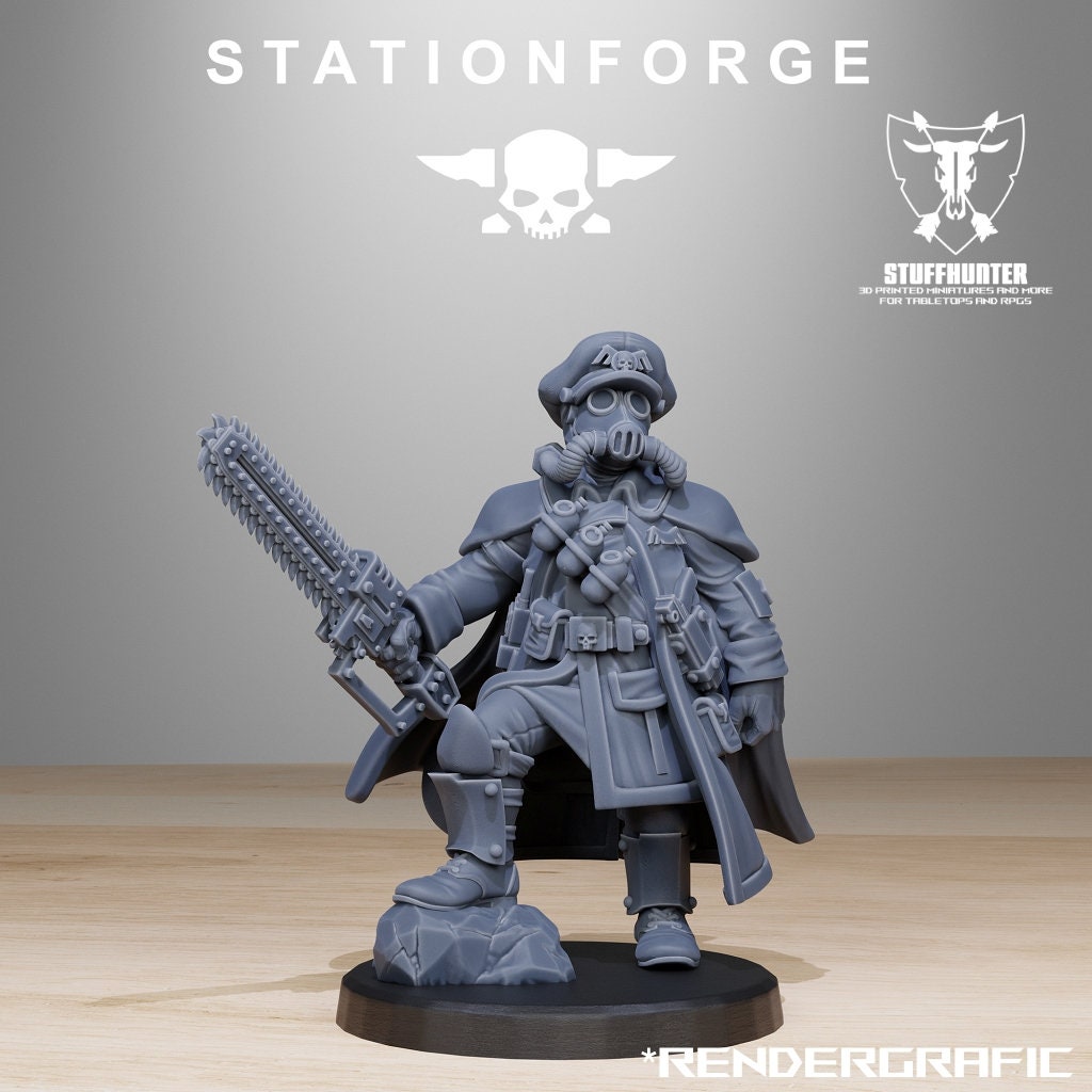 Figurine GrimGuard Frostwatch Officer Pose 2 - StationForge - Sci-fi Wargaming Grimdark - Neuve