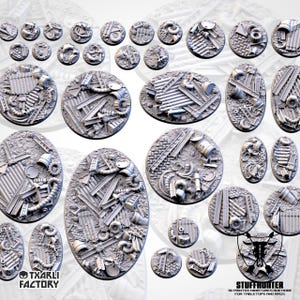 Scrap Designed Textured Bases Round Oval for Tabletop Wargaming