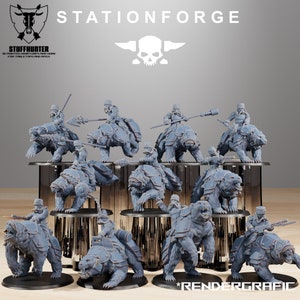 GrimGuard Bear Riders (11) - Station Forge - Scifi Wargaming Grimdark Grim Guard Corps
