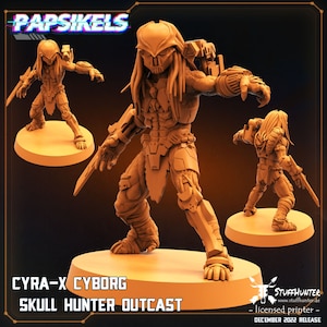 Cyra X Cyborg Skull Hunter - Papsikels - Predator Tabletop Wargaming Sci-Fi 28-32 mm Grimdark