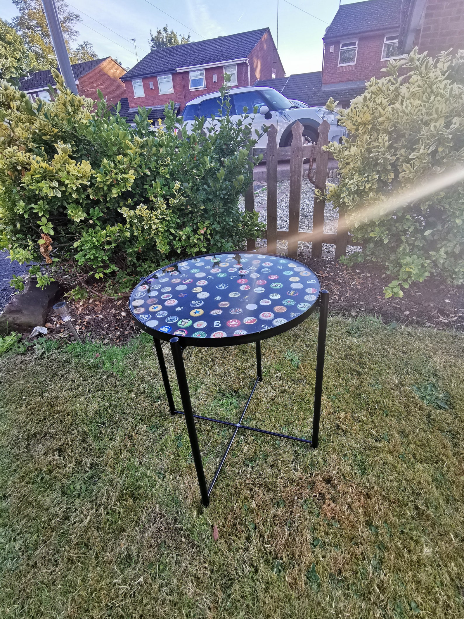 Resin Beer Bottle Top Table. Home Bar. Resin Topped. Man Cave. Etsy
