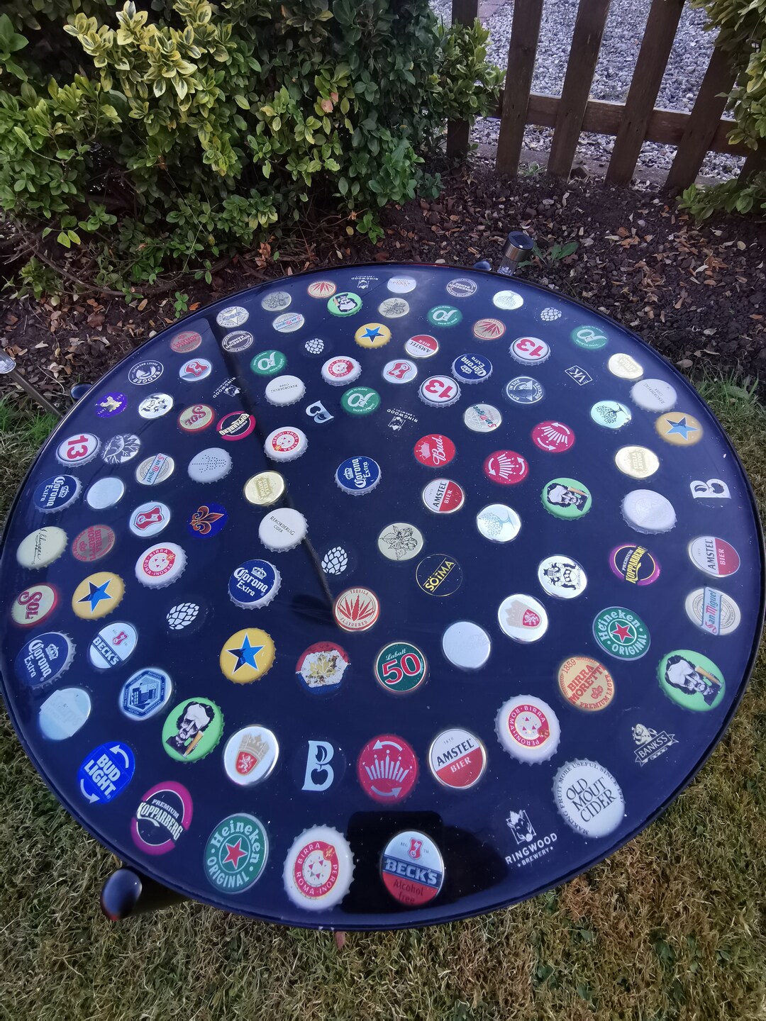 Resin Beer Bottle Top Table. Home Bar. Resin Topped. Man Cave. Etsy