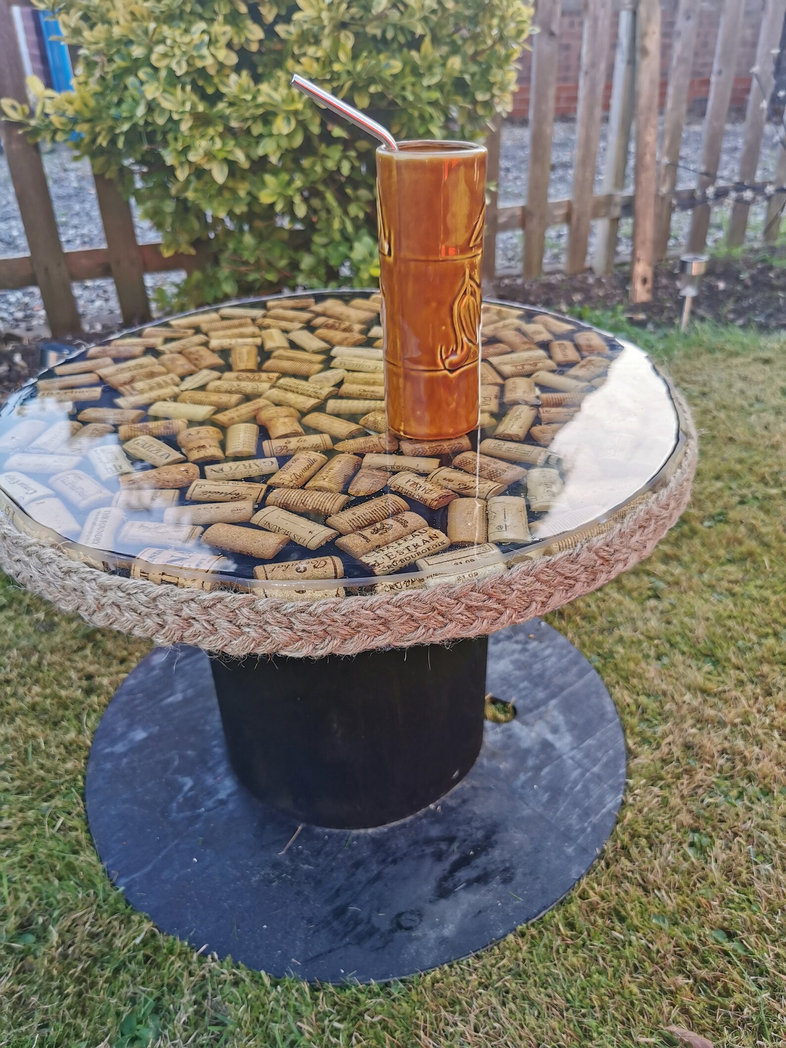 Wine Cork Table. Epoxy Resin. Upcycled Cable Drum. Home Bar. Etsy