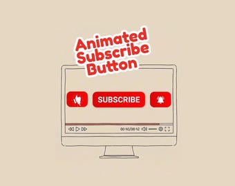 Animerad Youtube-prenumerationsknapp, animering för Youtube-kanal, prenumerera som Bell-påminnelse