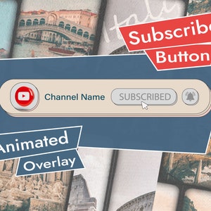 Custom Youtube Subscribe Button, Animation for Youtube Channel, Subscribe Bell Reminder, Animated Overlay