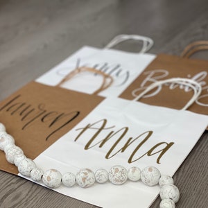 Gift Bag, Personalized Bridesmaids Bags, Custom Name Birthday Gift Bag, Hand Lettered Gift Bag