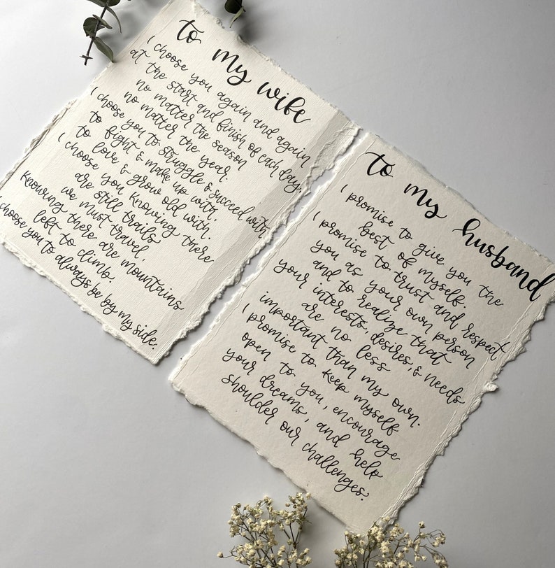 Custom Wedding Vows, Hand Lettered Wedding Vow Prints, Framed Vows, Wedding Calligraphy image 4