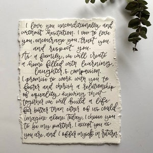 Custom Wedding Vows, Hand Lettered Wedding Vow Prints, Framed Vows, Wedding Calligraphy image 10