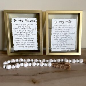 Custom Wedding Vows, Hand Lettered Wedding Vow Prints, Framed Vows, Wedding Calligraphy image 9