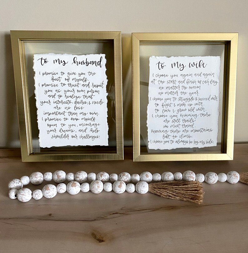 Custom Wedding Vows, Hand Lettered Wedding Vow Prints, Framed Vows, Wedding Calligraphy image 9