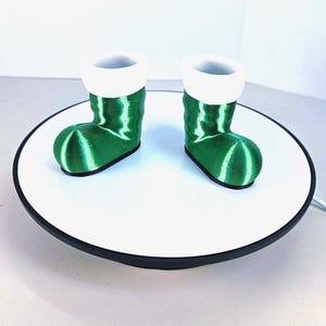 Gnome Santa Boots - SHINY SATIN GREEN