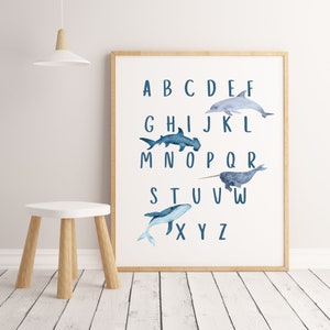 Ocean Alphabet Poster | Scandinavian | Kids Room | Play Room | Nursery Wall Decor | Educational Wall Decor | Digital Download | Kids Prints