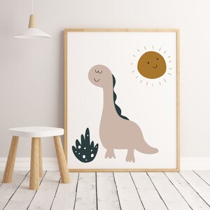 Smiley Dino | Scandinavian Art Print | Kids Room | Play Room | Nursery Decor | Dinosaur | Kids Room Decor | Digital Download for kids | Art