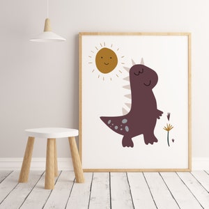 Polka Dot Purple Dino | Scandinavian Art Print | Kids Room | Play Room | Nursery Decor | Dinosaur Decor | Kids Room Decor | Digital Download