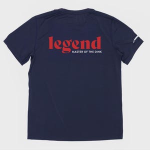 Men&#39;s Pickleball Tee - Legend, Master of the Dink in LUXE Navy Performance Shirt